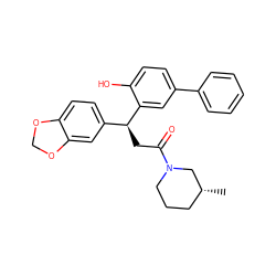 C[C@@H]1CCCN(C(=O)C[C@@H](c2ccc3c(c2)OCO3)c2cc(-c3ccccc3)ccc2O)C1 ZINC000095584616