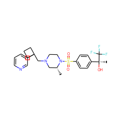 C[C@@H]1CN(CC2(c3cccnc3)CCC2)CCN1S(=O)(=O)c1ccc([C@](C)(O)C(F)(F)F)cc1 ZINC000040951117