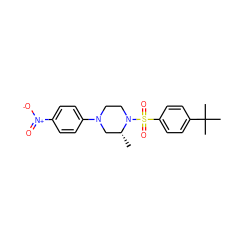 C[C@@H]1CN(c2ccc([N+](=O)[O-])cc2)CCN1S(=O)(=O)c1ccc(C(C)(C)C)cc1 ZINC000024980987
