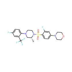 C[C@@H]1CN(c2ccc(F)cc2C(F)(F)F)CCN1S(=O)(=O)c1ccc(N2CCOCC2)cc1F ZINC000043075632