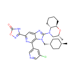 C[C@@H]1CN(c2nc3cc(-c4noc(=O)[nH]4)nc(-c4cncc(Cl)c4)c3n2C[C@H]2CC[C@H](C)CC2)[C@@H]2CCCC[C@H]2O1 ZINC000261178943