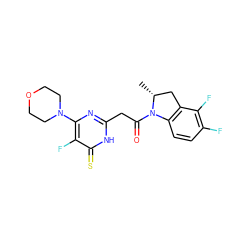 C[C@@H]1Cc2c(ccc(F)c2F)N1C(=O)Cc1nc(N2CCOCC2)c(F)c(=S)[nH]1 ZINC000147143731