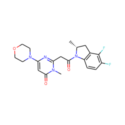 C[C@@H]1Cc2c(ccc(F)c2F)N1C(=O)Cc1nc(N2CCOCC2)cc(=O)n1C ZINC000146997360