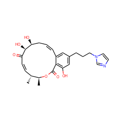 C[C@@H]1OC(=O)c2c(O)cc(CCCn3ccnc3)cc2/C=C/C[C@H](O)[C@H](O)C(=O)/C=C\[C@H]1C ZINC000201700083