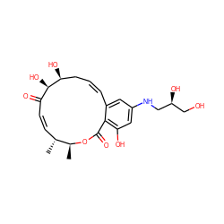 C[C@@H]1OC(=O)c2c(O)cc(NC[C@@H](O)CO)cc2/C=C/C[C@H](O)[C@H](O)C(=O)/C=C\[C@H]1C ZINC000145885843