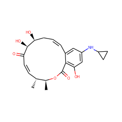 C[C@@H]1OC(=O)c2c(O)cc(NC3CC3)cc2/C=C/C[C@H](O)[C@H](O)C(=O)/C=C\[C@H]1C ZINC000201702705