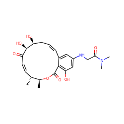 C[C@@H]1OC(=O)c2c(O)cc(NCC(=O)N(C)C)cc2/C=C/C[C@H](O)[C@H](O)C(=O)/C=C\[C@H]1C ZINC000201700372