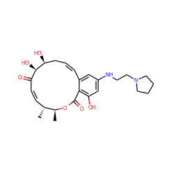C[C@@H]1OC(=O)c2c(O)cc(NCCN3CCCC3)cc2/C=C/C[C@H](O)[C@H](O)C(=O)/C=C\[C@H]1C ZINC000201703128