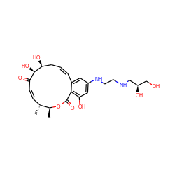 C[C@@H]1OC(=O)c2c(O)cc(NCCNC[C@H](O)CO)cc2/C=C/C[C@H](O)[C@H](O)C(=O)/C=C\[C@H]1C ZINC000201701968