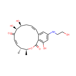 C[C@@H]1OC(=O)c2c(O)cc(NCCO)cc2/C=C/C[C@H](O)[C@H](O)C(=O)/C=C\[C@H]1C ZINC000038460010