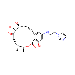 C[C@@H]1OC(=O)c2c(O)cc(NCCn3ccnc3)cc2/C=C/C[C@H](O)[C@H](O)C(=O)/C=C\[C@H]1C ZINC000201701455