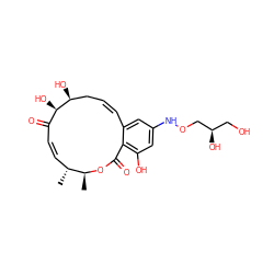 C[C@@H]1OC(=O)c2c(O)cc(NOC[C@H](O)CO)cc2/C=C/C[C@H](O)[C@H](O)C(=O)/C=C\[C@H]1C ZINC000201700745