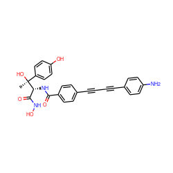 C[C@](O)(c1ccc(O)cc1)[C@H](NC(=O)c1ccc(C#CC#Cc2ccc(N)cc2)cc1)C(=O)NO ZINC000095920552