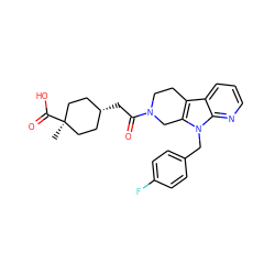 C[C@]1(C(=O)O)CC[C@H](CC(=O)N2CCc3c(n(Cc4ccc(F)cc4)c4ncccc34)C2)CC1 ZINC000112993133