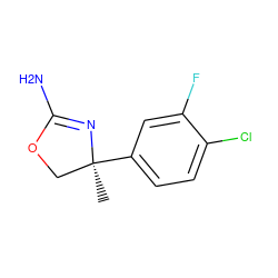 C[C@]1(c2ccc(Cl)c(F)c2)COC(N)=N1 ZINC000169698849