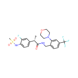 C[C@H](C(=O)NCc1ccc(C(F)(F)F)cc1N1CCOCC1)c1ccc(NS(C)(=O)=O)c(F)c1 ZINC000060326835