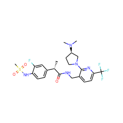 C[C@H](C(=O)NCc1ccc(C(F)(F)F)nc1N1CC[C@@H](N(C)C)C1)c1ccc(NS(C)(=O)=O)c(F)c1 ZINC000095578168