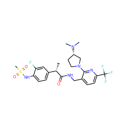 C[C@H](C(=O)NCc1ccc(C(F)(F)F)nc1N1CC[C@H](N(C)C)C1)c1ccc(NS(C)(=O)=O)c(F)c1 ZINC000095578772