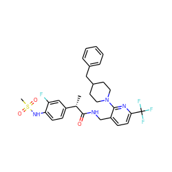 C[C@H](C(=O)NCc1ccc(C(F)(F)F)nc1N1CCC(Cc2ccccc2)CC1)c1ccc(NS(C)(=O)=O)c(F)c1 ZINC000060326643