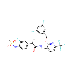C[C@H](C(=O)NCc1ccc(C(F)(F)F)nc1OCc1cc(F)cc(F)c1)c1ccc(NS(C)(=O)=O)c(F)c1 ZINC000096270996