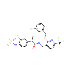 C[C@H](C(=O)NCc1ccc(C(F)(F)F)nc1OCc1cccc(Cl)c1)c1ccc(NS(C)(=O)=O)c(F)c1 ZINC000096271000