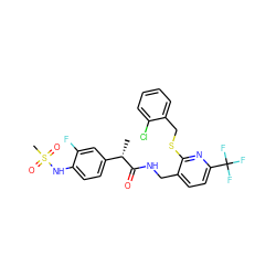 C[C@H](C(=O)NCc1ccc(C(F)(F)F)nc1SCc1ccccc1Cl)c1ccc(NS(C)(=O)=O)c(F)c1 ZINC000096286062