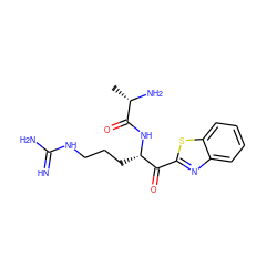 C[C@H](N)C(=O)N[C@@H](CCCNC(=N)N)C(=O)c1nc2ccccc2s1 ZINC000084671802