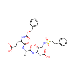C[C@H](NC(=O)[C@H](CCC(=O)O)NC(=O)OCc1ccccc1)C(=O)N[C@@H](CC(=O)O)C(=O)CNS(=O)(=O)CCc1ccccc1 ZINC000027897670