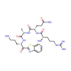 C[C@H](NC(=O)[C@H](CCC(N)=O)NC(=O)[C@@H](N)CCCNC(=N)N)C(=O)N[C@@H](CCCN)C(=O)c1nc2ccccc2s1 ZINC000084731078