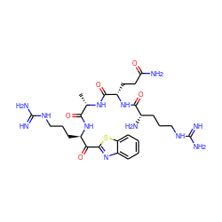 C[C@H](NC(=O)[C@H](CCC(N)=O)NC(=O)[C@@H](N)CCCNC(=N)N)C(=O)N[C@H](CCCNC(=N)N)C(=O)c1nc2ccccc2s1 ZINC000084732125
