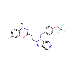 C[C@H](NC(=O)CCc1nc2ccncc2n1Cc1ccc(OC(F)(F)F)cc1)c1ccc(F)cc1 ZINC001772602247