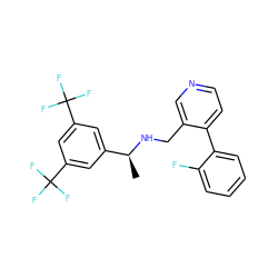 C[C@H](NCc1cnccc1-c1ccccc1F)c1cc(C(F)(F)F)cc(C(F)(F)F)c1 ZINC000096285070