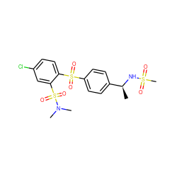 C[C@H](NS(C)(=O)=O)c1ccc(S(=O)(=O)c2ccc(Cl)cc2S(=O)(=O)N(C)C)cc1 ZINC000028898309