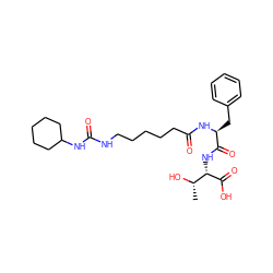 C[C@H](O)[C@H](NC(=O)[C@H](Cc1ccccc1)NC(=O)CCCCCNC(=O)NC1CCCCC1)C(=O)O ZINC000036330746