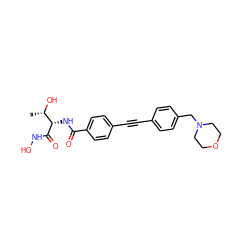 C[C@H](O)[C@H](NC(=O)c1ccc(C#Cc2ccc(CN3CCOCC3)cc2)cc1)C(=O)NO ZINC000096910093