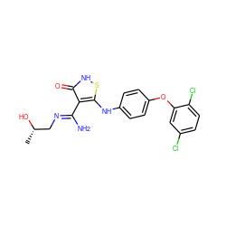 C[C@H](O)C/N=C(\N)c1c(Nc2ccc(Oc3cc(Cl)ccc3Cl)cc2)s[nH]c1=O ZINC000034802805