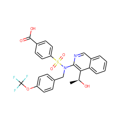 C[C@H](O)c1c(N(Cc2ccc(OC(F)(F)F)cc2)S(=O)(=O)c2ccc(C(=O)O)cc2)ncc2ccccc12 ZINC000216502493