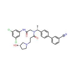 C[C@H](c1ccc(-c2cccc(C#N)c2)cc1)N(CC(=O)Nc1cc(Cl)cc(Cl)c1)C(=O)CCN1CC[C@H](O)C1 ZINC000028529801