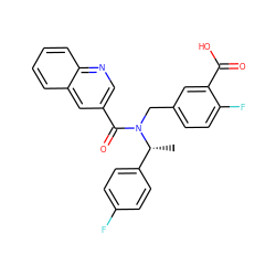 C[C@H](c1ccc(F)cc1)N(Cc1ccc(F)c(C(=O)O)c1)C(=O)c1cnc2ccccc2c1 ZINC000150037212