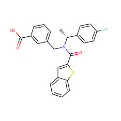 C[C@H](c1ccc(F)cc1)N(Cc1cccc(C(=O)O)c1)C(=O)c1cc2ccccc2s1 ZINC000149795208