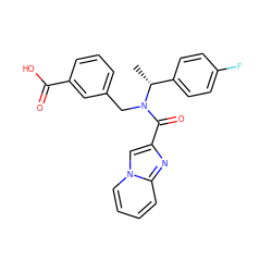 C[C@H](c1ccc(F)cc1)N(Cc1cccc(C(=O)O)c1)C(=O)c1cn2ccccc2n1 ZINC000473120516
