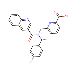 C[C@H](c1ccc(F)cc1)N(Cc1cccc(C(=O)O)n1)C(=O)c1cnc2ccccc2c1 ZINC000150007445
