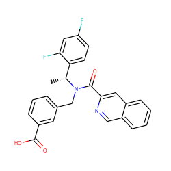 C[C@H](c1ccc(F)cc1F)N(Cc1cccc(C(=O)O)c1)C(=O)c1cc2ccccc2cn1 ZINC000150011699