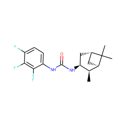 C[C@H]1[C@@H](NC(=O)Nc2ccc(F)c(F)c2F)C[C@H]2C[C@H]1C2(C)C ZINC000101434545