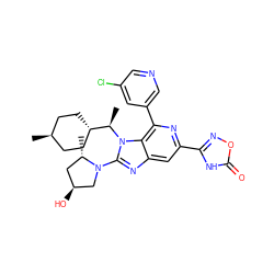 C[C@H]1C[C@H](O)CN1c1nc2cc(-c3noc(=O)[nH]3)nc(-c3cncc(Cl)c3)c2n1[C@H](C)[C@H]1CC[C@H](C)CC1 ZINC001772636093
