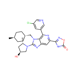 C[C@H]1C[C@H](O)CN1c1nc2cc(-c3noc(=O)[nH]3)nc(-c3cncc(Cl)c3)c2n1C[C@H]1CC[C@H](C)CC1 ZINC001772641321