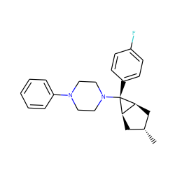 C[C@H]1C[C@H]2[C@@H](C1)[C@]2(c1ccc(F)cc1)N1CCN(c2ccccc2)CC1 ZINC000101511260