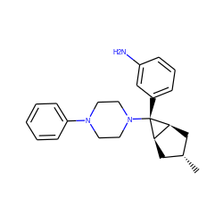 C[C@H]1C[C@H]2[C@@H](C1)[C@]2(c1cccc(N)c1)N1CCN(c2ccccc2)CC1 ZINC000101511249