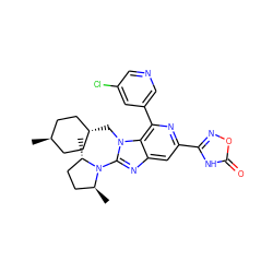 C[C@H]1CC[C@H](C)N1c1nc2cc(-c3noc(=O)[nH]3)nc(-c3cncc(Cl)c3)c2n1C[C@H]1CC[C@H](C)CC1 ZINC001772609027