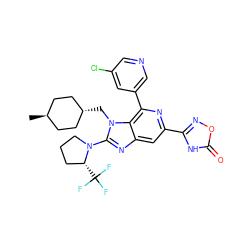 C[C@H]1CC[C@H](Cn2c(N3CCC[C@H]3C(F)(F)F)nc3cc(-c4noc(=O)[nH]4)nc(-c4cncc(Cl)c4)c32)CC1 ZINC000261190729